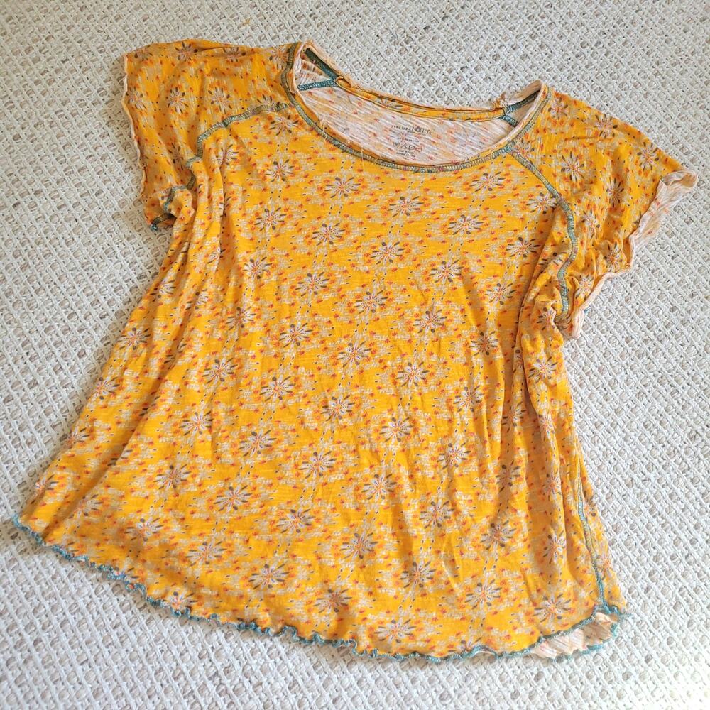 Women’s Yellow Floral Short Sleeve Top